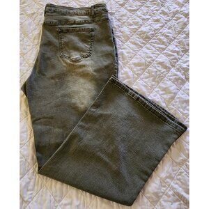 TEMU DARK-WASHED OLIVE-GREEN BOOTCUT SKINNY STRETCH JEANS